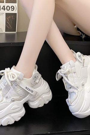 2023 Spring Women's Platform Dad Shoes - Breathable Mesh Thick Sole Casual Sneakers for Short Stature, Trendy Sports Footwear