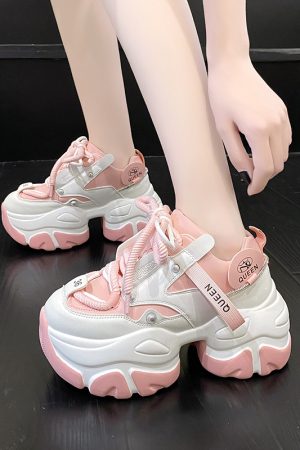 2023 Spring Women's Platform Dad Shoes - Breathable Mesh Thick Sole Casual Sneakers for Short Stature, Trendy Sports Footwear