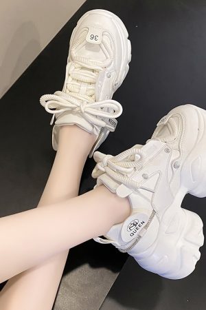 2023 Spring Women's Platform Dad Shoes - Breathable Mesh Thick Sole Casual Sneakers for Short Stature, Trendy Sports Footwear