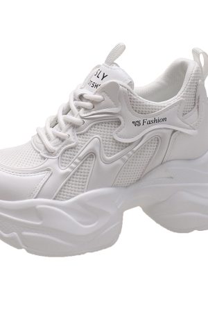 2024 Spring Women's Platform Dad Sneakers - Versatile High Heel Shoes for Short Women, Trendy Casual Footwear