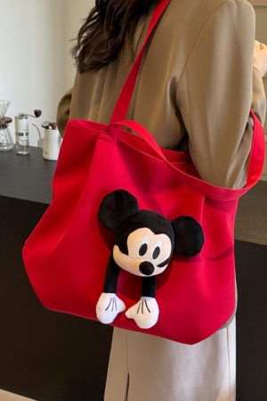 2025 Cute Cartoon Canvas Tote Bag for Women, Large Capacity Commuting Shoulder Bag Ideal for Spring and Summer, Student Friendly