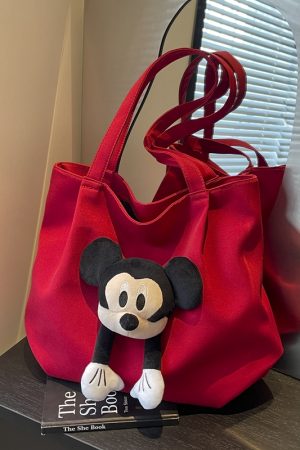 2025 Cute Cartoon Canvas Tote Bag for Women, Large Capacity Commuting Shoulder Bag Ideal for Spring and Summer, Student Friendly