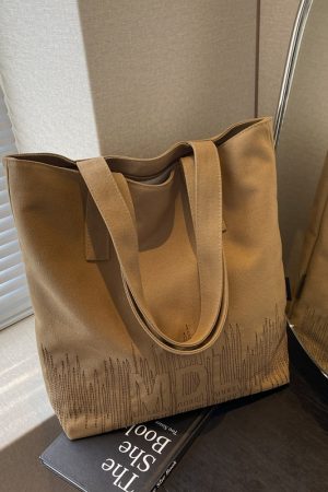2025 Embroidered Canvas Tote Bag for Women - Versatile Student Shoulder Bag for Class & Commuting
