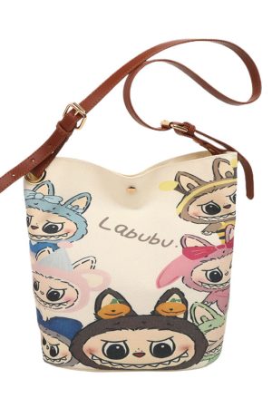 2025 Large Capacity Canvas Bucket Bag for Women - Cute Shoulder Crossbody Commuting Bag for Spring and Summer