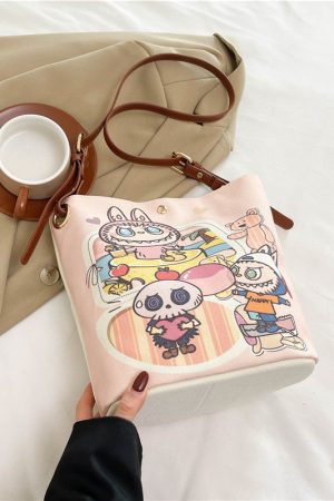 2025 Large Capacity Canvas Bucket Bag for Women - Cute Shoulder Crossbody Commuting Bag for Spring and Summer
