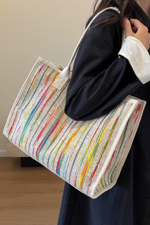 2025 New Fashion Single-Shoulder Canvas Tote Bag for Women, Large Capacity Portable Shopping and Commuting Bag