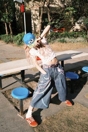 2025 Spring American 3D Chain Color Printed Loose Wide-Leg Denim Shorts for Men and Women - Trendy Unisex Fashion