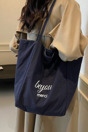 2025 Spring Summer Striped Canvas Shoulder Tote Bag - Cute Large Capacity Casual Commuting Bag for Women