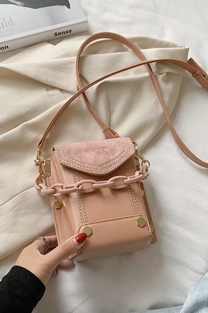 2025 Spring/Summer Women's Color-Blocking Crossbody Bag - Versatile Small Square Handbag for High-End Fashion