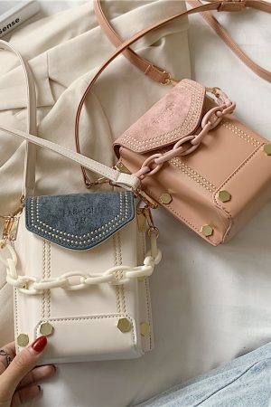 2025 Spring/Summer Women's Color-Blocking Crossbody Bag - Versatile Small Square Handbag for High-End Fashion