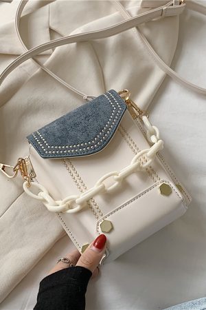 2025 Spring/Summer Women's Color-Blocking Crossbody Bag - Versatile Small Square Handbag for High-End Fashion