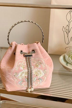 2025 Summer Chinese Style Embroidered Bucket Bag for Women - Versatile Handheld Crossbody Bag in National Fashion
