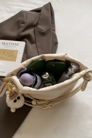 2025 Summer High-End Pleated Bucket Bag for Women - Stylish Shoulder Crossbody Phone Bag