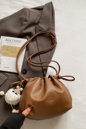 2025 Summer High-End Pleated Bucket Bag for Women - Stylish Shoulder Crossbody Phone Bag