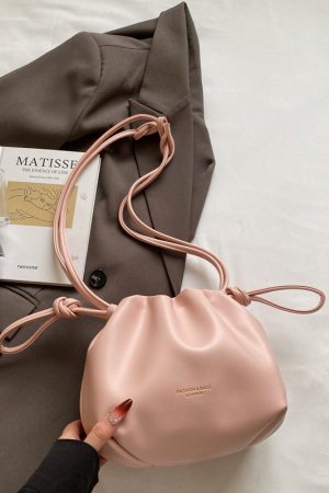 2025 Summer High-End Pleated Bucket Bag for Women - Stylish Shoulder Crossbody Phone Bag