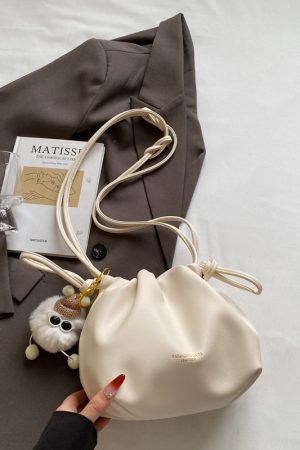 2025 Summer High-End Pleated Bucket Bag for Women - Stylish Shoulder Crossbody Phone Bag