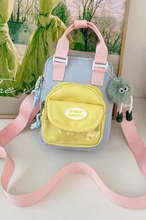 2025 Summer Nylon Tote Bag for Women - Lightweight Color-Blocking Crossbody Phone Bag in Trendy Dopamine Colors