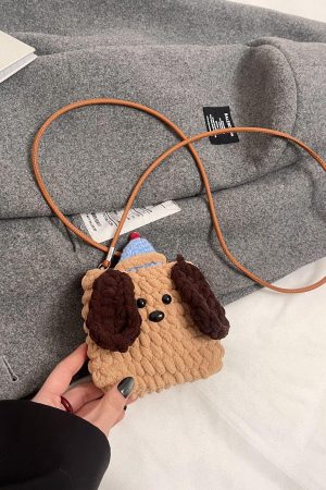 2025 Summer Quirky Cute Knitted Dog Mini Crossbody Phone Bag for Women - Trendy Fashion Accessory