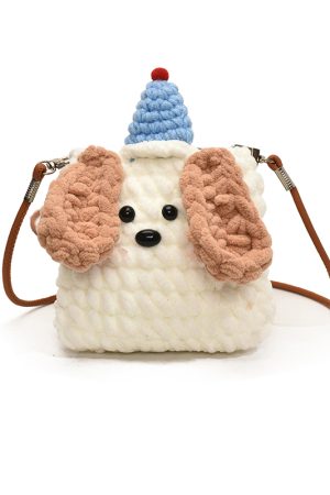 2025 Summer Quirky Cute Knitted Dog Mini Crossbody Phone Bag for Women - Trendy Fashion Accessory