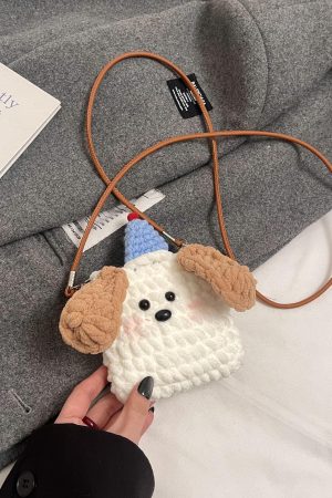 2025 Summer Quirky Cute Knitted Dog Mini Crossbody Phone Bag for Women - Trendy Fashion Accessory