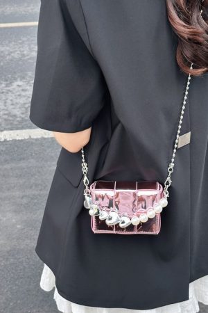 2025 Summer Silver Diagonal Mini Crossbody Bag for Women - Trendy Chain Handbag for Lipstick and Essentials