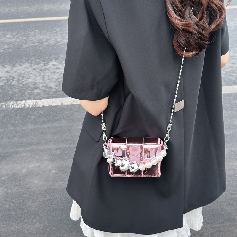 2025 Summer Silver Diagonal Mini Crossbody Bag for Women - Trendy Chain Handbag for Lipstick and Essentials 2025 Summer Silver Diagonal Mini Crossbody Bag for Women - Trendy Chain Handbag for Lipstick and Essentials