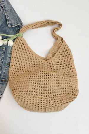 2025 Summer Women's Large Capacity Hollow Woven Beach Bucket Bag - Trendy Simple Design for Coastal Adventures