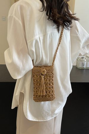 2025 Summer Woven Crossbody Bag for Women - Mini Straw Phone Bag, Versatile High-End Niche Style