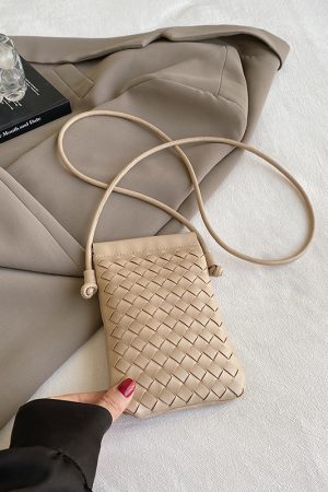 2025 Summer Woven Mini Crossbody Bag for Women - Trendy High-End Small Phone Bag for Walking and Outings