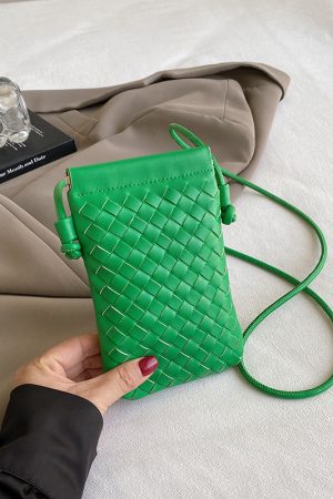 2025 Summer Woven Mini Crossbody Bag for Women - Trendy High-End Small Phone Bag for Walking and Outings