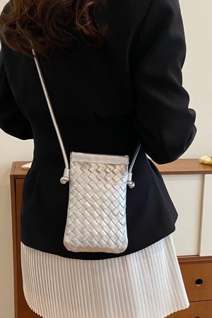 2025 Summer Woven Mini Crossbody Bag for Women - Trendy High-End Small Phone Bag for Walking and Outings