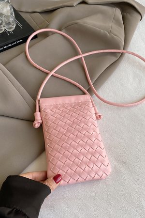 2025 Summer Woven Mini Crossbody Bag for Women - Trendy High-End Small Phone Bag for Walking and Outings