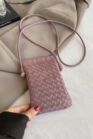 2025 Summer Woven Mini Crossbody Bag for Women - Trendy High-End Small Phone Bag for Walking and Outings