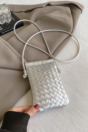 2025 Summer Woven Mini Crossbody Bag for Women - Trendy High-End Small Phone Bag for Walking and Outings