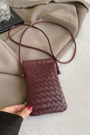 2025 Summer Woven Mini Crossbody Bag for Women - Trendy High-End Small Phone Bag for Walking and Outings