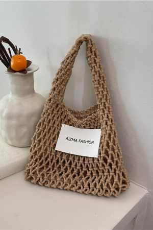 2025 Summer Woven Straw Bag for Women, Commuter Knitted Handbag, Portable Beach Tote, Vacation Essential
