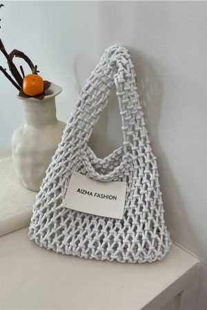 2025 Summer Woven Straw Bag for Women, Commuter Knitted Handbag, Portable Beach Tote, Vacation Essential
