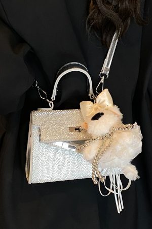 2025 Trendy Silver Kelly Handbag for Women - Versatile Small Square Shoulder Crossbody Bag