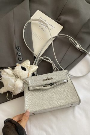2025 Trendy Silver Kelly Handbag for Women - Versatile Small Square Shoulder Crossbody Bag