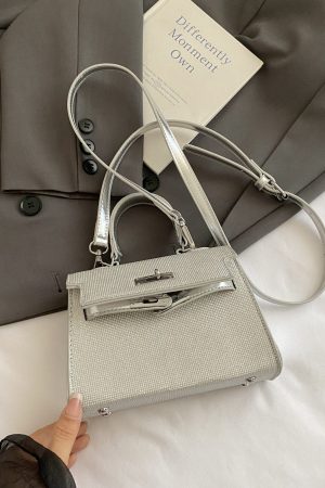 2025 Trendy Silver Kelly Handbag for Women - Versatile Small Square Shoulder Crossbody Bag