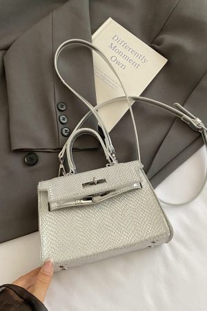 2025 Trendy Silver Kelly Handbag for Women - Versatile Small Square Shoulder Crossbody Bag