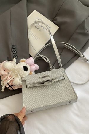 2025 Trendy Silver Kelly Handbag for Women - Versatile Small Square Shoulder Crossbody Bag