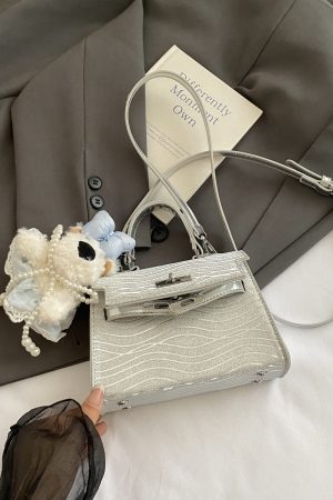 2025 Trendy Silver Kelly Handbag for Women - Versatile Small Square Shoulder Crossbody Bag
