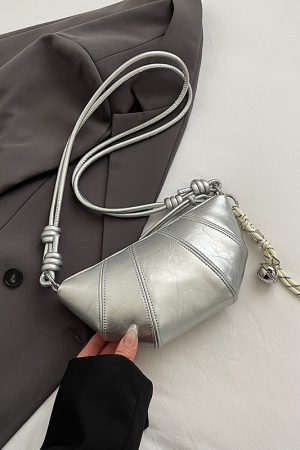 2025 Women's High-End Silver Horn Dumpling Bag - Textured Crossbody Zipper Phone Bag for Summer Fashion