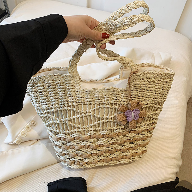 2025 Women's Hollow Woven Straw Beach Bag - Handheld Summer Seaside Vacation Tote for Commuting and Vegetables 2025 Women's Hollow Woven Straw Beach Bag - Handheld Summer Seaside Vacation Tote for Commuting and Vegetables