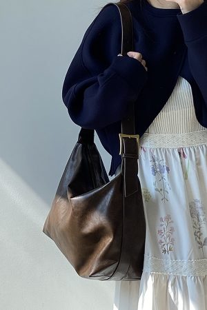 2025 Women's Korean Style Literary Retro Tote Bag - Large Capacity Commuter Shoulder & Crossbody Bag