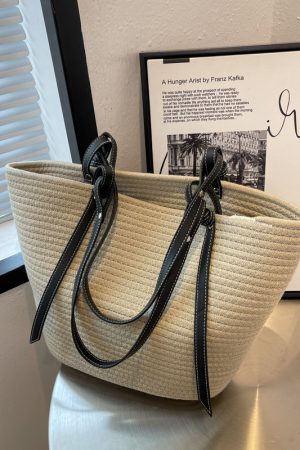 2025 Women's Large Capacity Grass-Woven Tote Bag, Versatile Fashionable Shoulder Bag for Spring and Summer