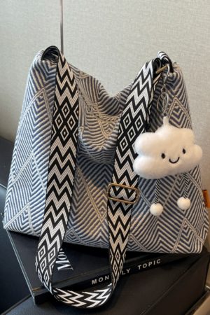 2025 Women's Large Capacity Plaid Canvas Tote Bag - Stylish Shoulder & Crossbody Bag for Students and Commuting