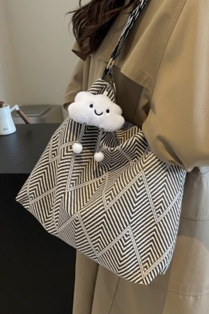 2025 Women's Large Capacity Plaid Canvas Tote Bag - Stylish Shoulder & Crossbody Bag for Students and Commuting