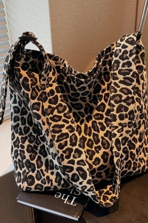 2025 Women's Leopard Print Tote Bag - Large Capacity Canvas Shoulder Bag for Spring & Summer, Perfect for Commuting & Class